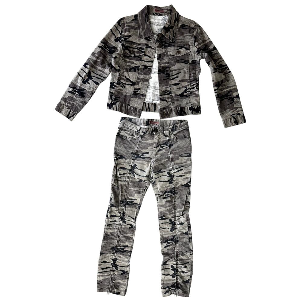 vintage Y2K 90s destiny camo jacket and jeans set size small